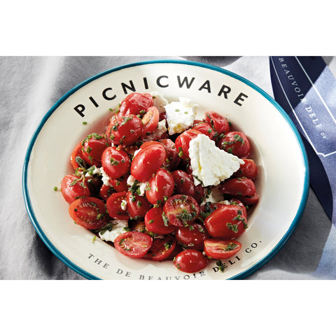 Isle of Wight tomatoes, feta and oregano with chives and mustard vinaigrette